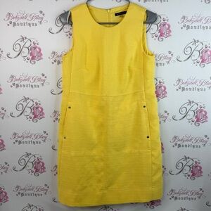 Tommy Hilfiger dress studded details bright sun Yellow Midi Dress buttons tweed